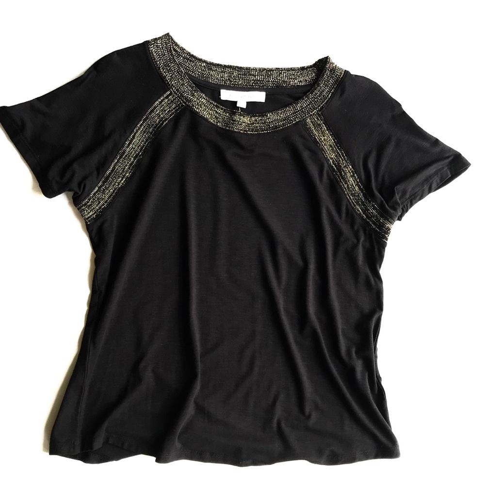 NWT Rose & Olive Black Short Sleeve Gold Trim M